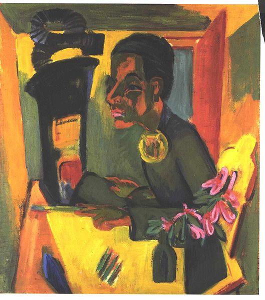 Ernst Ludwig Kirchner Selfportrait with easel oil painting picture